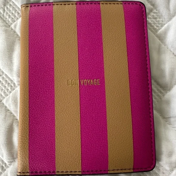 Maeve by Anthropologie “Bon Voyage” Hot Pink and Tan Striped Passport Holder - Picture 3 of 7
